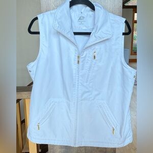 Tail Performance Women’s White Vest with gold accents, Size Large